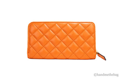 Versace Large Dark Orange Quilted Leather Continental Wallet