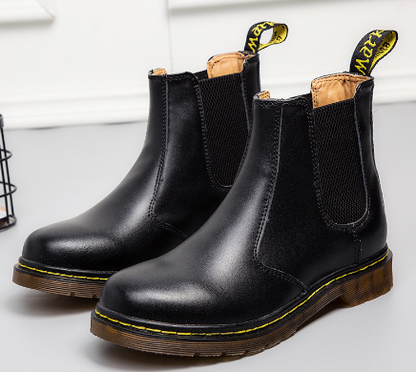 Autumn Style Thick-Heeled Cowhide Martin Boots for Women