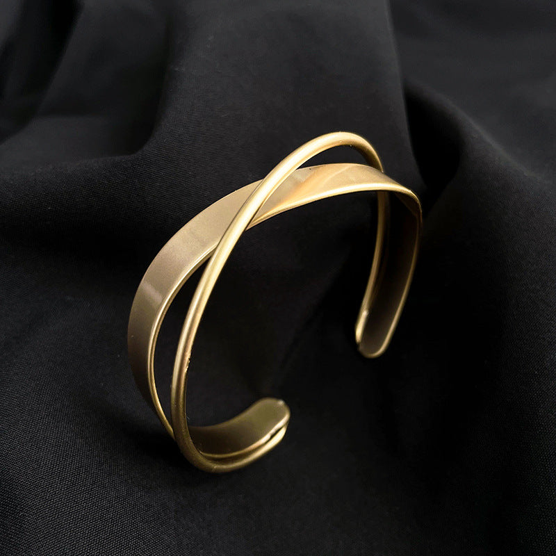 Simple Wave Cross Bracelet for Women&