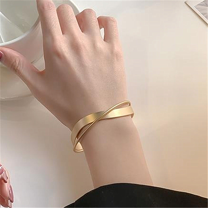 Simple Wave Cross Bracelet for Women&